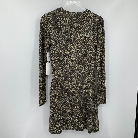 Leith knit sweater dress beige layered leopard print soft new Medium - Picture 4 of 5